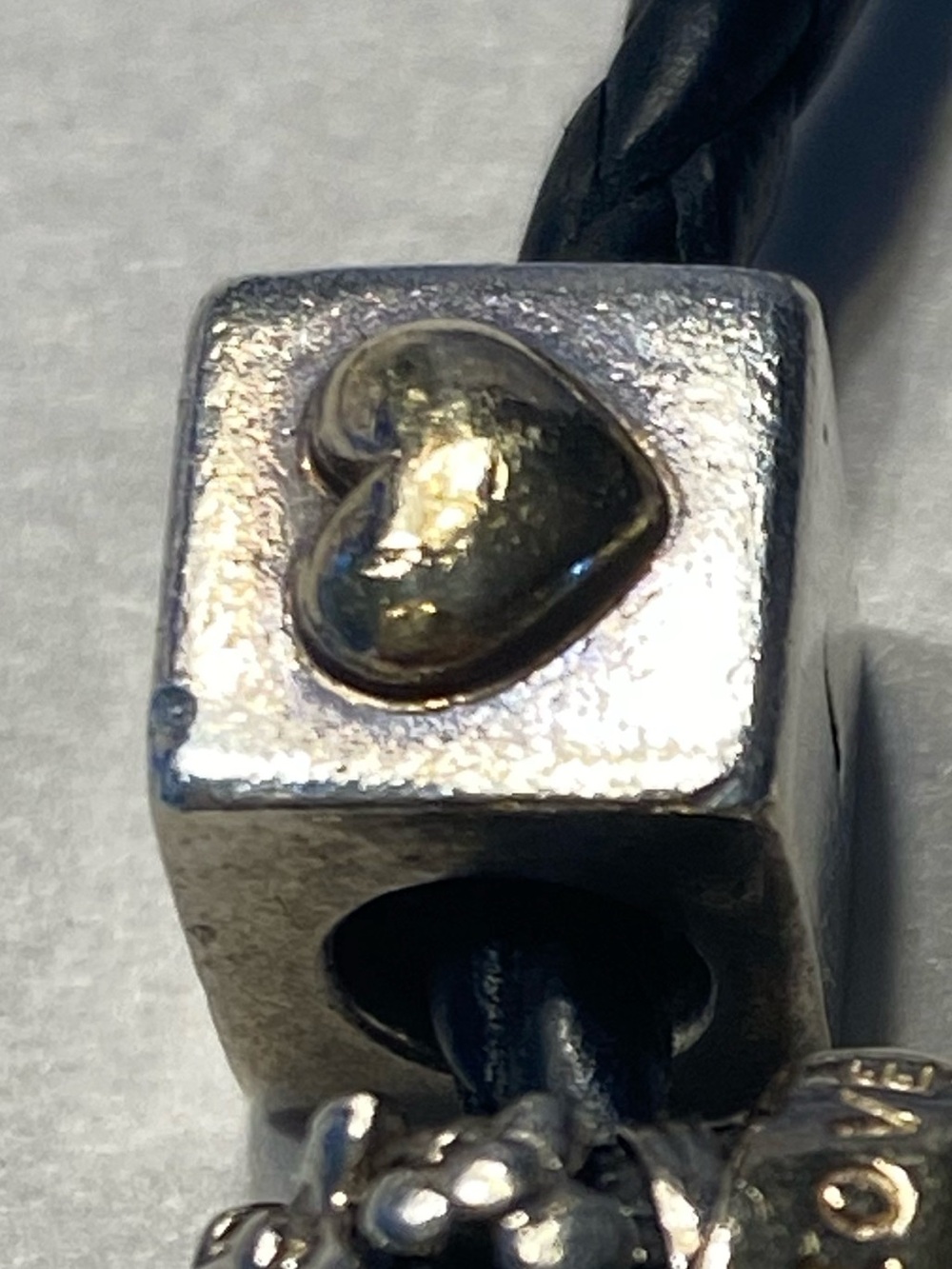 Authentic Pandora Retired Two-Tone I Love You Cube Charm 14k Gold Heart 790200